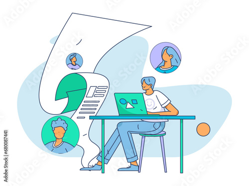 Person interviewing for job flat vector concept operation hand drawn illustration
