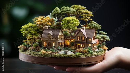 model of house on the hand