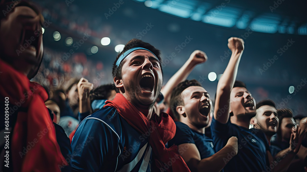 fans chanting during a match at the stadium