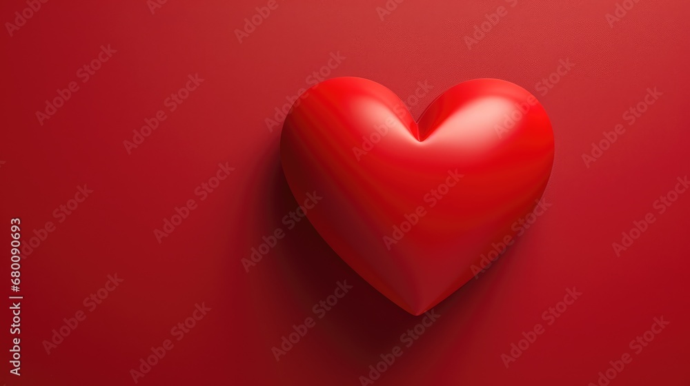 Heartfelt joy: A vibrant red paper heart, the perfect focal point for a Happy Valentine's Day holiday card.