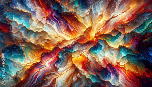 Natural geodes, this digital artwork showcases a stunning abstract landscape of crystalline mineral veins.  photo