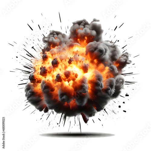 Nuclear explosions and mushroom clouds. Isolated on a white background. the explosion of fire, Generative Ai © ABDULLAH
