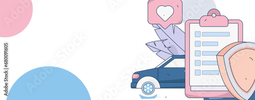 Buy insurance for car flat character vector concept operation illustration
