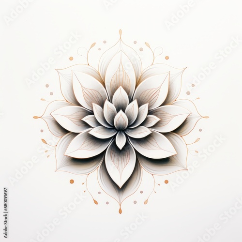 Minimalistic mandala design inspired by lotus blossom. Generative AI photo