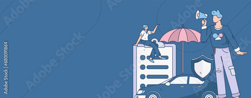 Buy insurance for car flat character vector concept operation illustration
