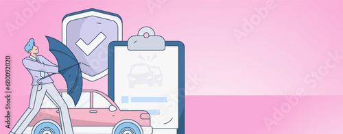 Buy insurance for car flat character vector concept operation illustration
