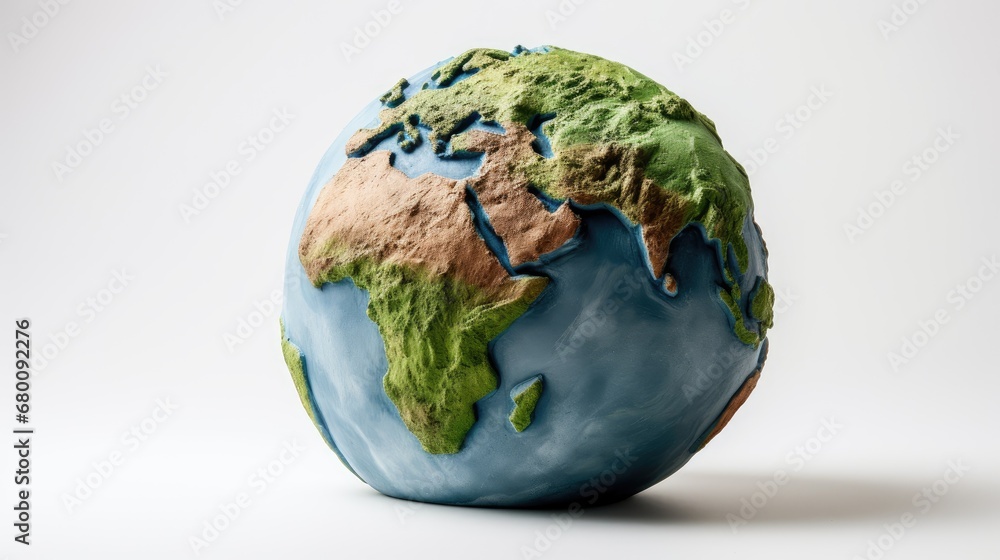 Sculpted Earth: A modeling clay world globe on a pristine white background, showcasing a unique, handmade representation of our planet. Perfect for educational materials and creative projects. Sculpted Earth: A modeling clay world globe on a pristine white background, showcasing a unique, handmade representation of our planet. Perfect for educational materials and creative projects.