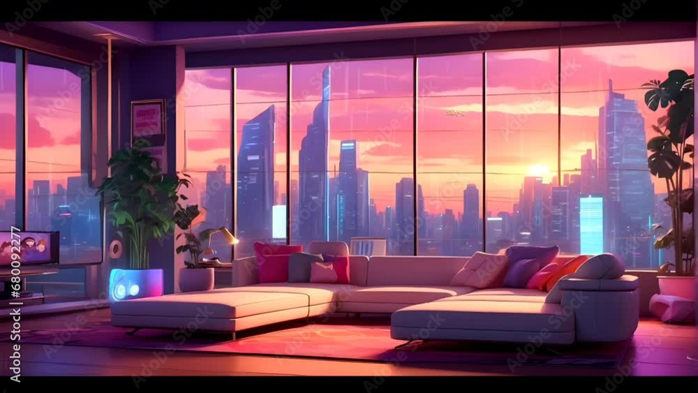 animated virtual backgrounds, stream overlay loop, interior, cozy ...