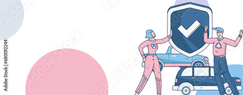 Buy insurance for car flat character vector concept operation illustration
