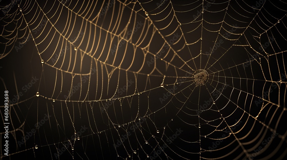white cobweb on a black background in the dark. white cobweb on a black background in the dark.