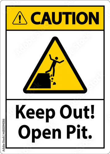 Caution Sign Keep Out Open Pit