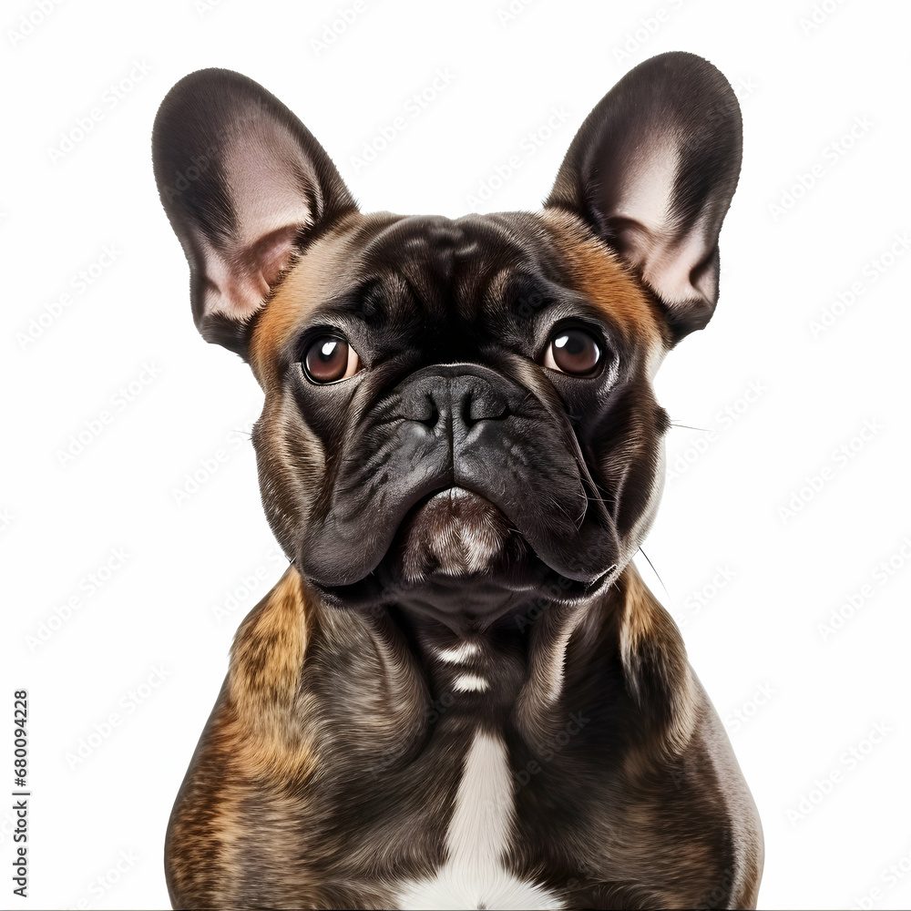 French bulldog dog portrait isolate on white background, generative ai