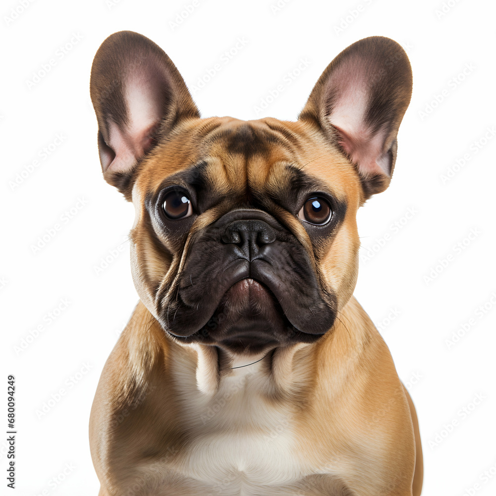 French bulldog dog portrait isolate on white background, generative ai
