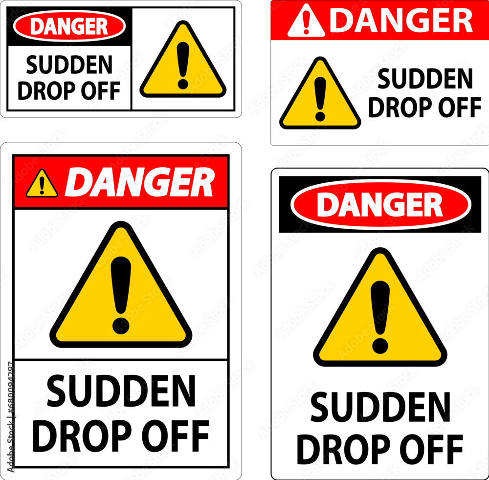 Naklejka premium Danger Sign Sudden Drop Off