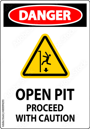 Danger Sign Open Pit Proceed With Caution