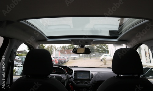 Panorama glass roof of car.
