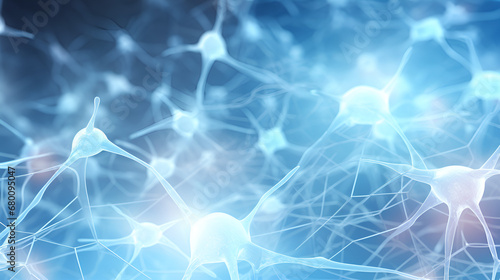 technology neuron network matrix,Neuron Background,glowing nerve cells communicate through synaptic connectivity
 photo