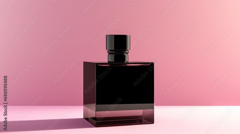 bottle with perfume on a pink background. bottle with perfume on a pink background.