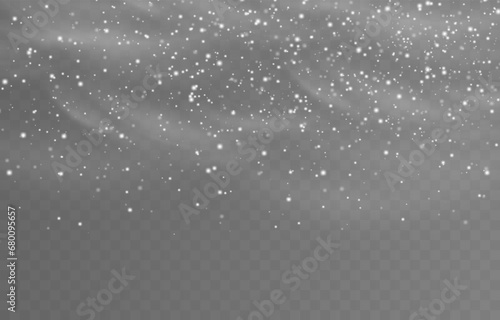 Snow blizzard, vector snow background. Snow png. Snowflakes, snowfall. White snowflakes fly in the air. Snow flakes. Christmas background.