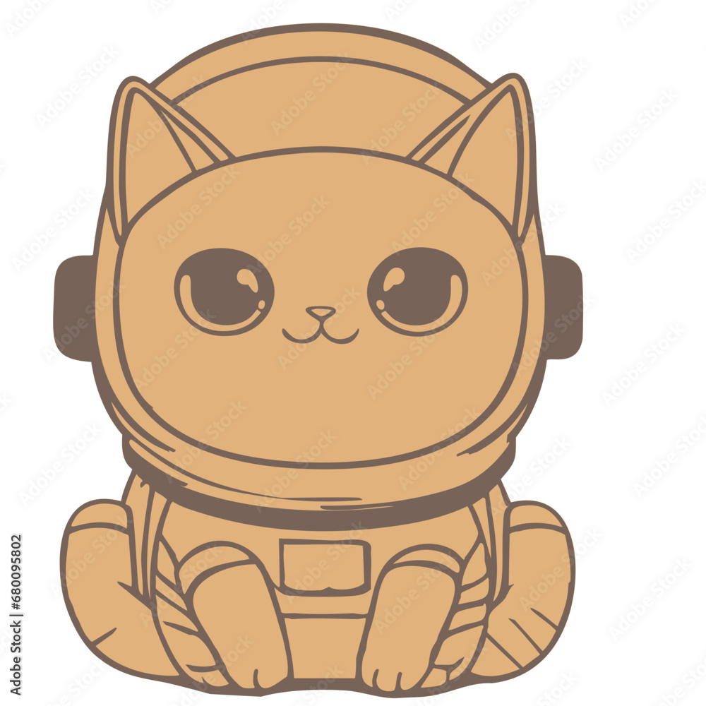 Cute cat astronaut sitting. Astronaut kitten sitting. Cute cat astronaut sitting. Astronaut kitten sitting.