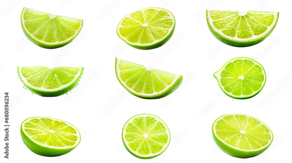 Collection of PNG. Slice of lime isolated on a transparent background.