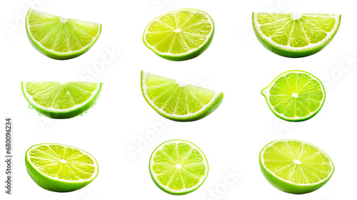 Collection of PNG. Slice of lime isolated on a transparent background. photo