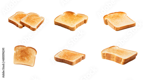 Collection of PNG. Toast slice of bread isolated on a transparent background.