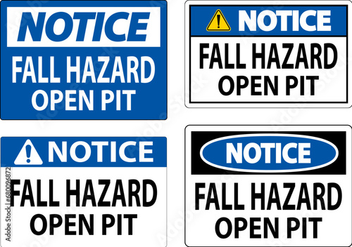 Notice Sign Fall Hazard - Open Pit