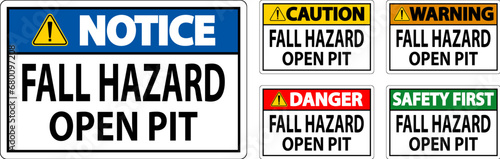 Caution Sign Fall Hazard - Open Pit