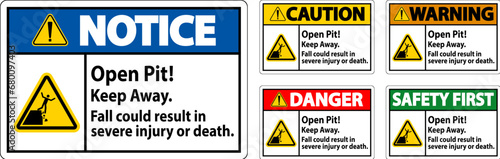 Danger Sign Open Pit Keep Away Fall Could Result In Severe Injury Or Death
