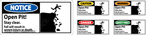 Danger Sign Open Pit Stay Clear Fall Will Result In Severe Injury Or Death