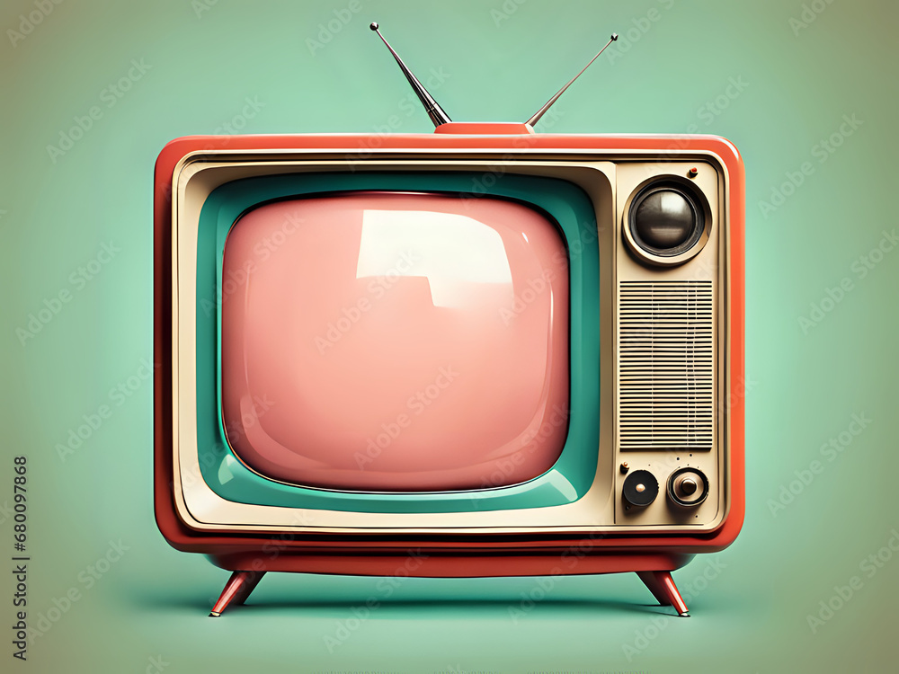 Abstract background with classic vintage tv, retro style old television