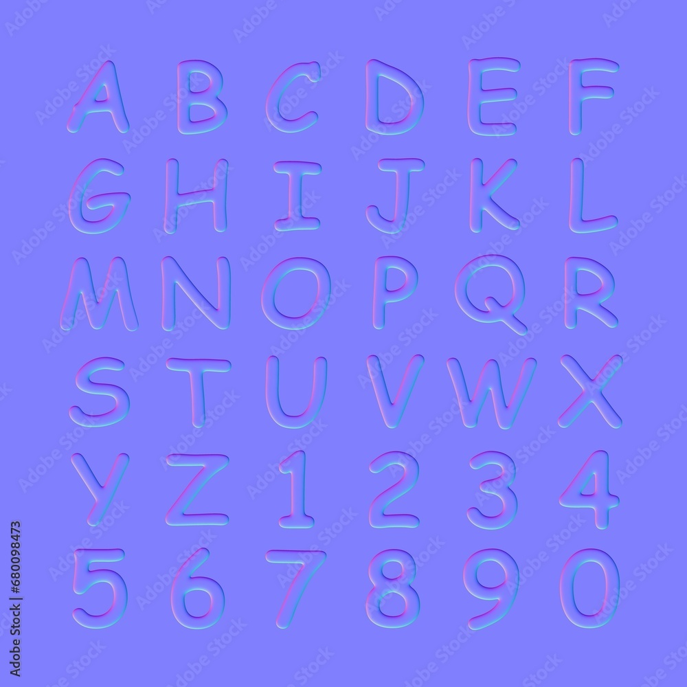 Normal map of alphabets and numbers