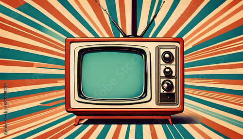 Abstract background with classic vintage tv, retro style old television