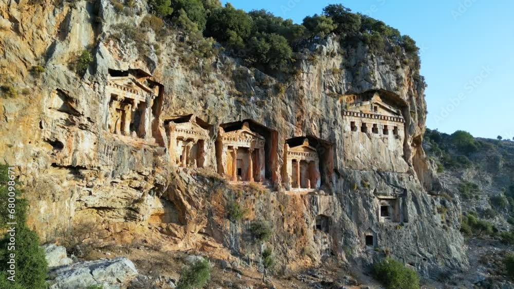 Lycian rock cut tombs of Dalyan in Mugla Province, Turkey. Lycian rock cut tombs of Dalyan in Mugla Province, Turkey.