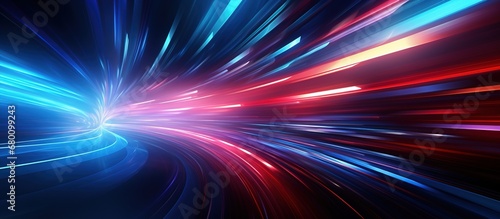 Futuristic abstract background with speed motion blur and lighting effects.