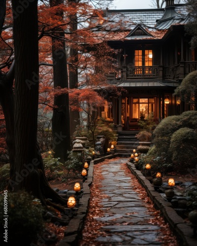  house in autumn forest