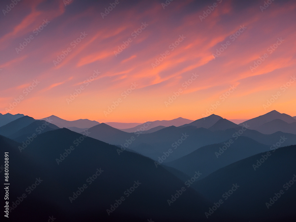 beautiful sunset in the mountains.