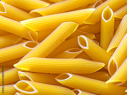 italian penne pasta background, top view photo