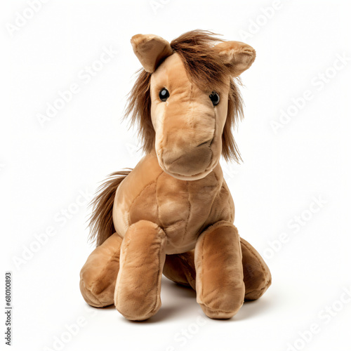 Front view close up of horse soft toy