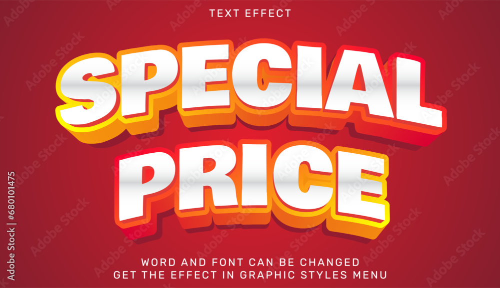 Special price text effect template in 3d design