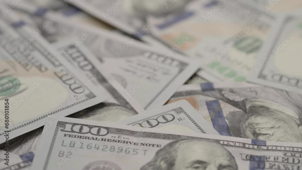 Closeup slide background of 100 dollar bills new style Closeup slide background of 100 dollar bills new style