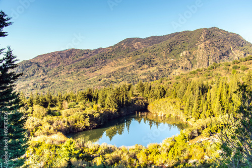 A small lake in the green mountains of Ain Charchara, Ain Draham, Tunisia