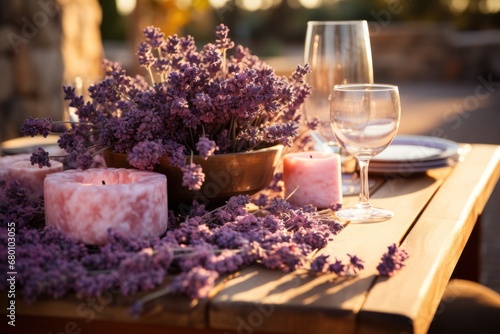 lavender seating table