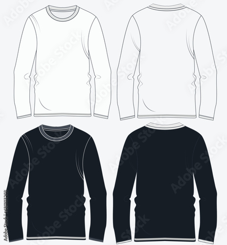 Blank white long sleeve t-shirt  template vector design and t-shirt mock-up design