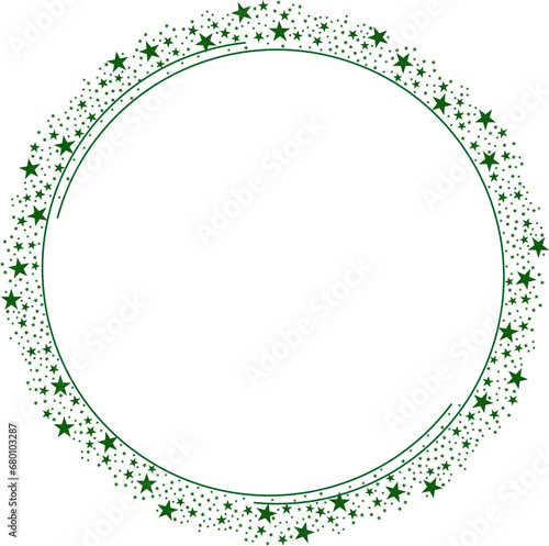 Green Circle Frame with Green Sparkling Stars 5