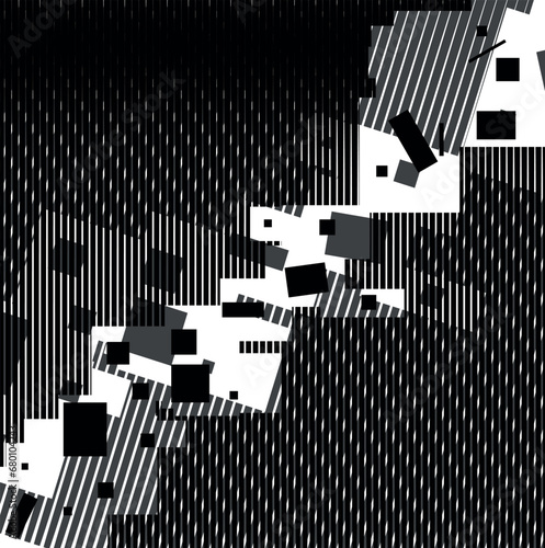 Abstract geometric texture with many pieces and holes in broken style