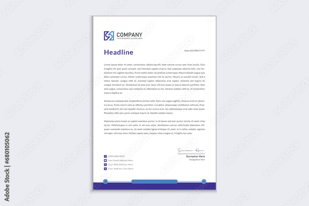 Professional corporate business letterhead template Professional corporate business letterhead template