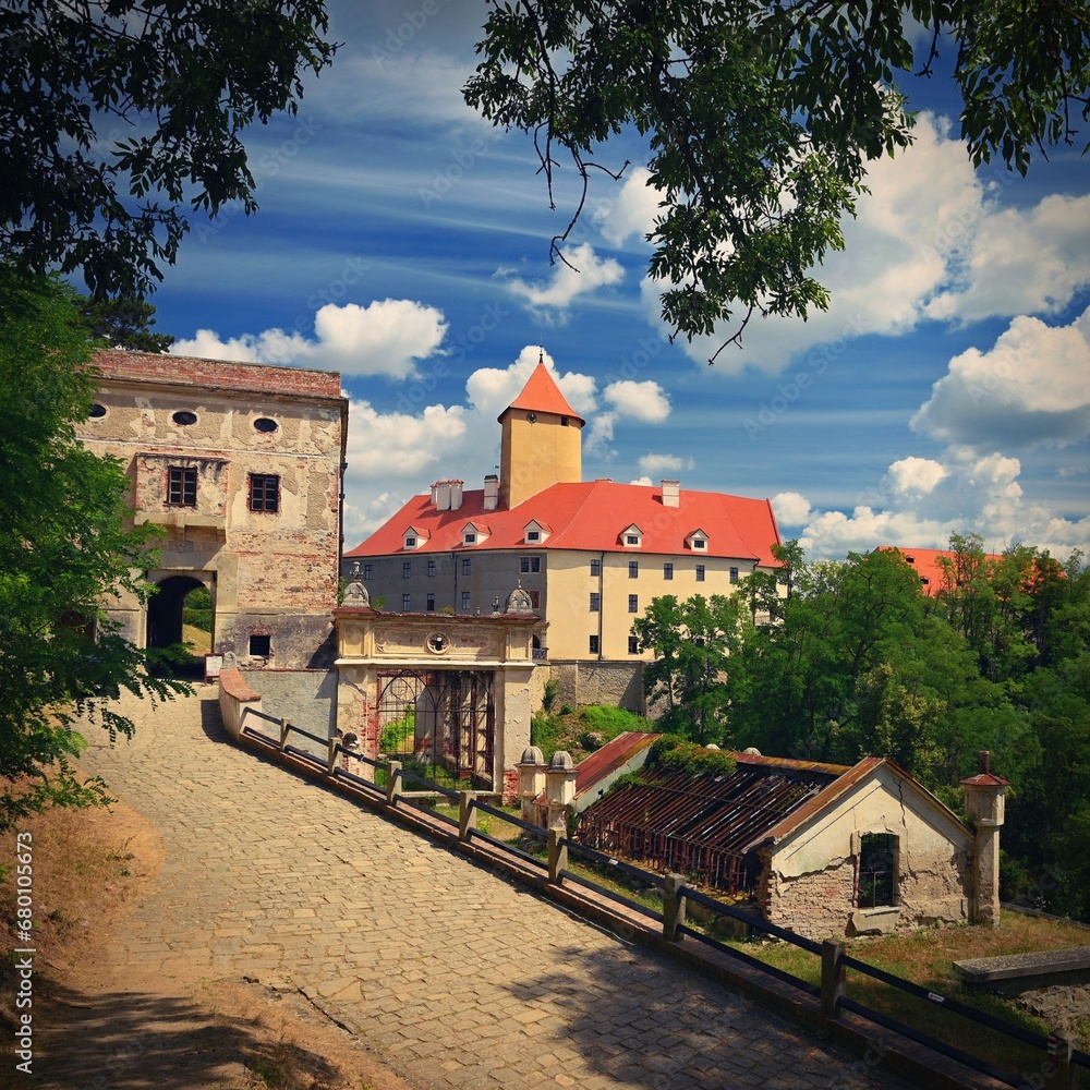 Beautiful Gothic castle Veveri. The city of Brno at the Brno dam. South Moravia - Czech Republic - Central Europe. Landscape with castle,. Beautiful Gothic castle Veveri. The city of Brno at the Brno dam. South Moravia - Czech Republic - Central Europe. Landscape with castle,.