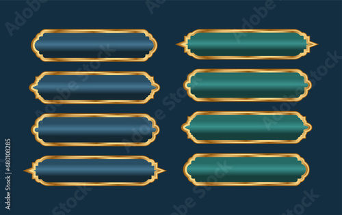 	
luxury golden arabic islamic text box title frame border set with ornamental illustration	
